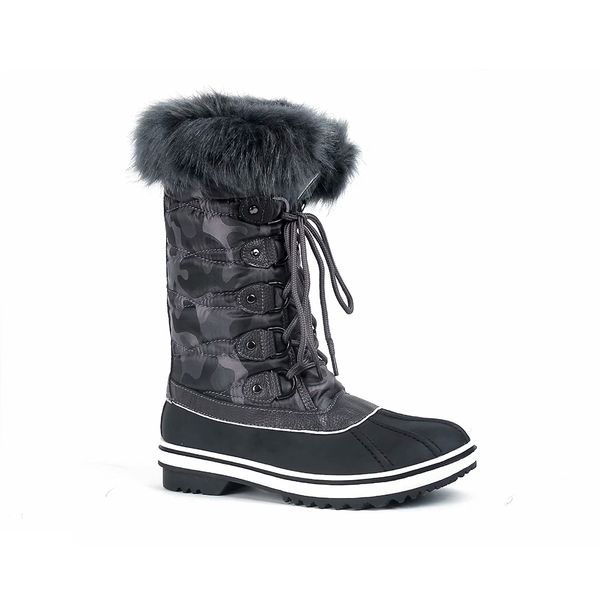 

maxmuxun women snow boots splicing lace waterproof non slip shoes plus warm boots, Black
