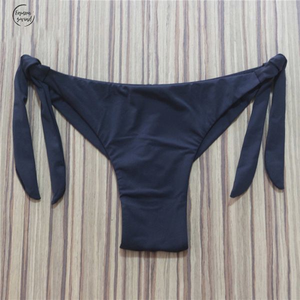 

2019 sexy твердая стринги бикини бразильские срезанных купальники женщины дно регулируемое трусы трусы купальники нижнее белье купальники, White;black