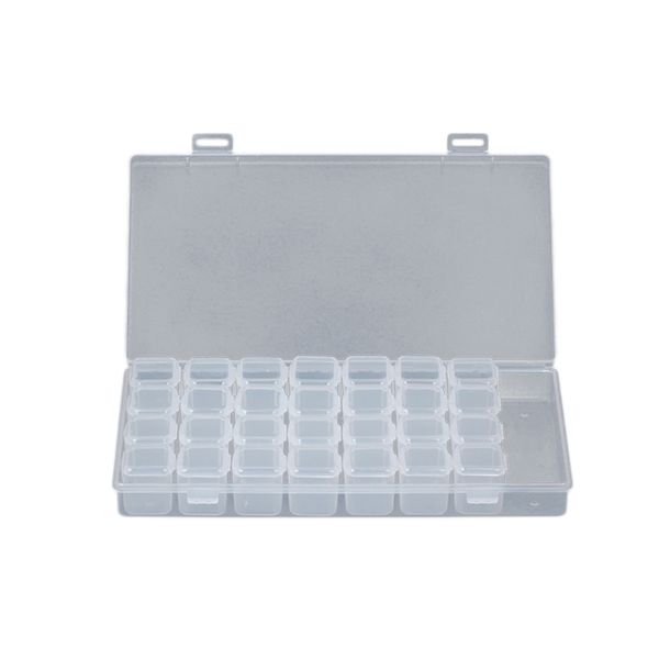 

1 pcs transparent nail art storage box 32 slots plastic holder for jewelry rings earring rhinestone diamond painting with lid or