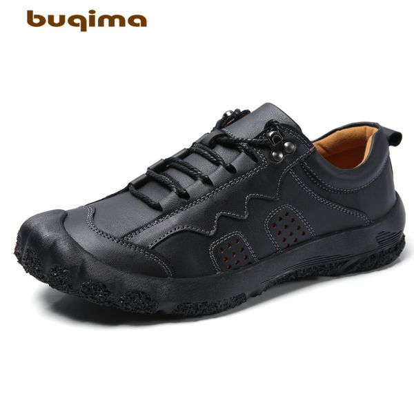 

buqima / men's leather shoes tooling lazy shoes outdoor casual soft and comfortable flat with the new 38-48 yards, Black