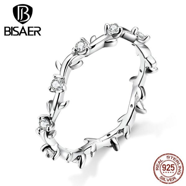 

составная листовые кольца bisaer горячие продажа 925 перстни sterling silver tree листья лист для женщин роскошные серебряные ювелирные изде, Golden;silver