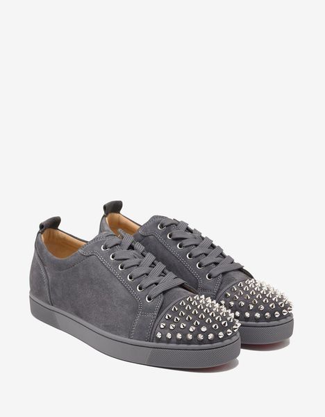 

wholesale spikes grey suede leather red bottom sneaker shoes perfect quality low rivets women,men factory price casual walking c20 t07, Black