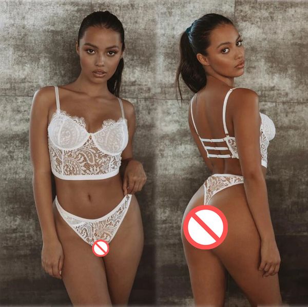 

lingerie low bosom lace cutout condole belt suit women' three point type underwear set wholesale, Red;black