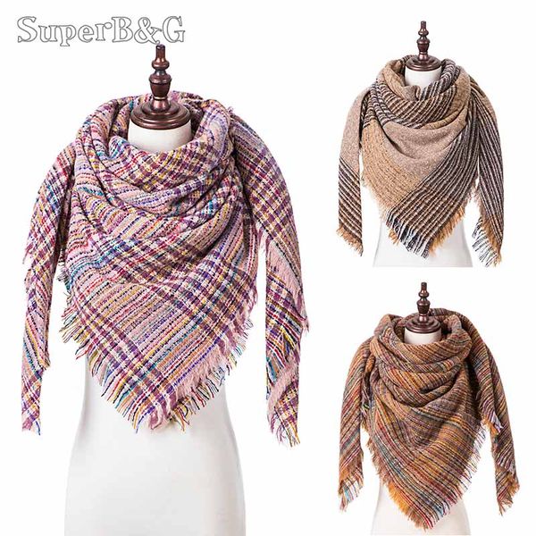 

2019 fashion woman winter scarf lattice warm triangle scarf shawl autumn winter warm long clothing accessories