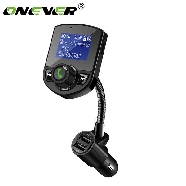 

onever high speed usb2.0 fm transmitter bluetooth modulator dual usb 5v 3.1a handscar kit lcd display car audio mp3 player
