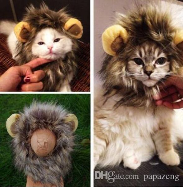 

wholesales 2019 cute pet costume cosplay lion mane wig cap hat for cat halloween xmas clot