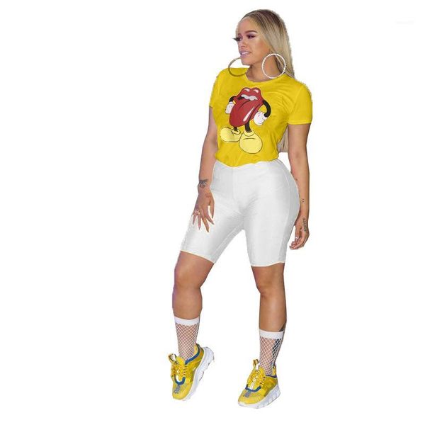 

tops дизайнер mouse big lip tshirts одежда женщин лето симпатичные белый черный желтый тройники коротким рукавом, White