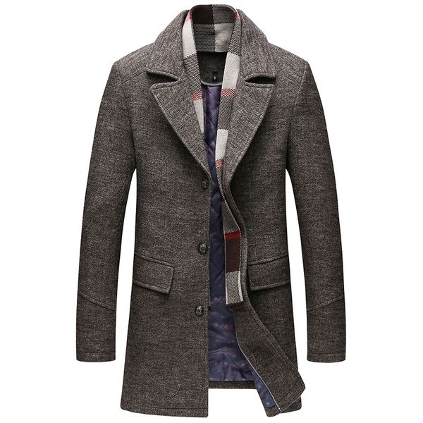 

excellent quality thick long saco de lana hombre, Black