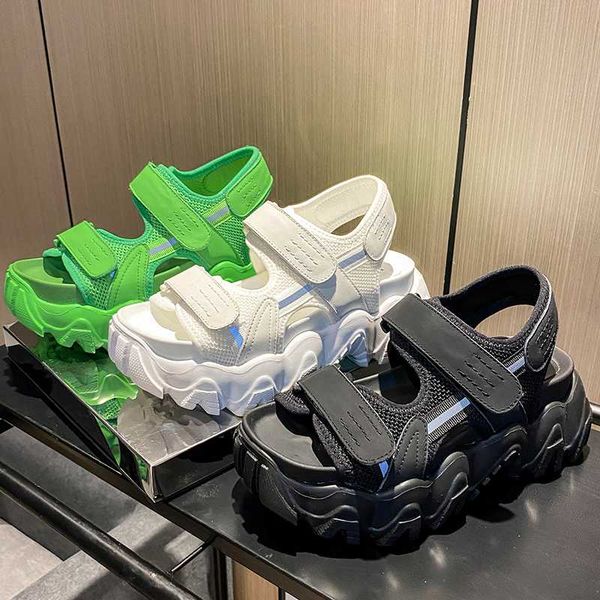 

sandals 2021 summer woman shoes platform chunky luxury designer streetwear, Black