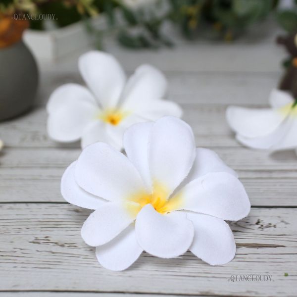 

50 шт Белый Искусственный Гавайский Плюмерия Frangipani Шелковый Цветы головки для укр