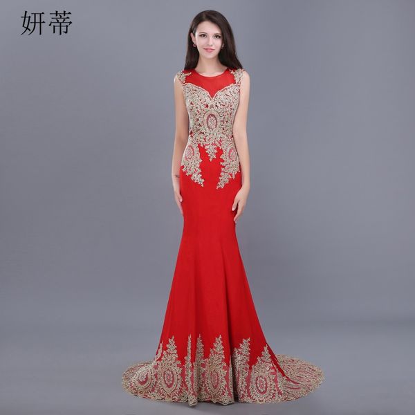 

elegant vintage retro mermaid evening prom party dress beaded applique lace up o-neck sleeveless formal gown red, White;black