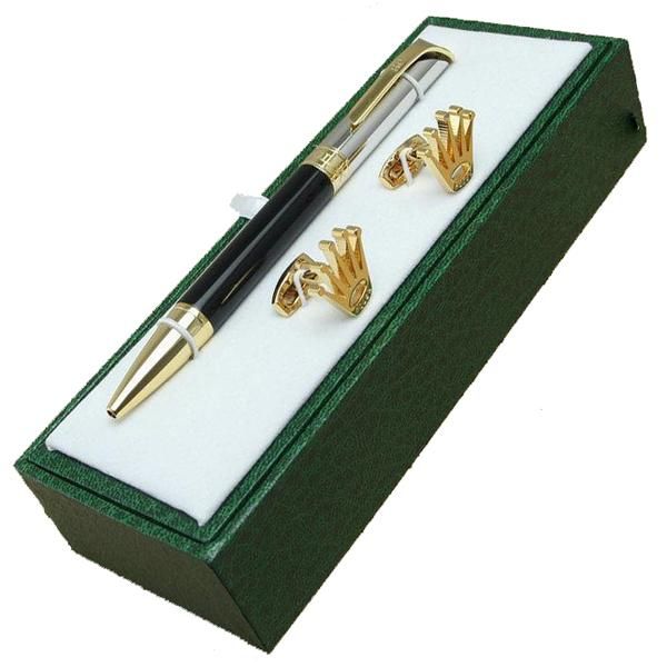 

luxury unique design gift cufflink stationery supplies ballpoint pen , cufflink , gift green box sets 5a, Silver
