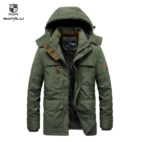 

winter new medium and long section jacket men plus velvet thickening warm windbreaker jacket men's hooded casual coat, Tan;black