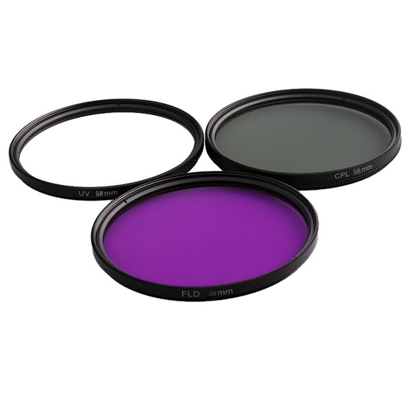 

58mm multi coated glass filters kit: uv+cpl+fld lens filter for canon