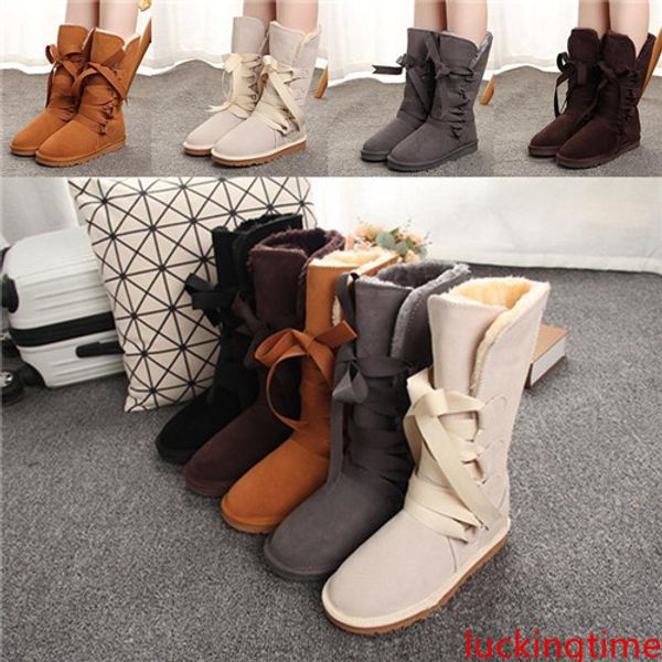 

new australian style designer boots women tall snow boots riband leather winter shoes women's fur snow boots brand ivg