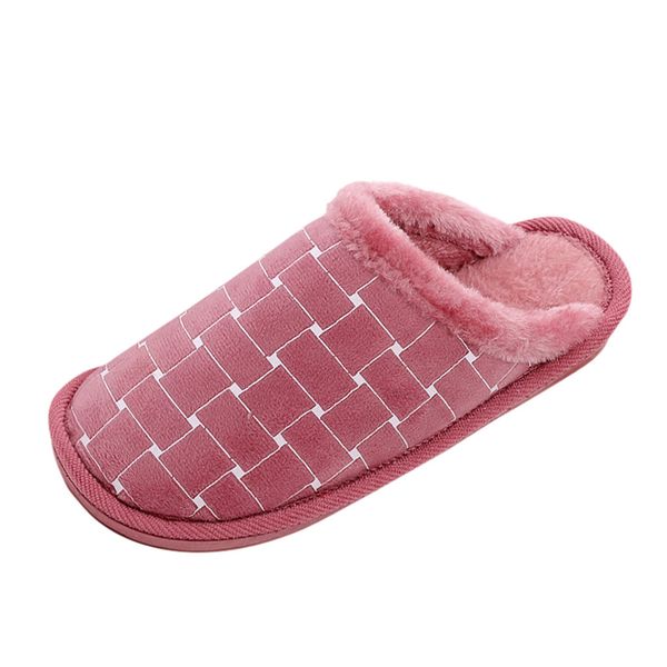 

plaid large size home slipper woman shoes casual home plus velvet warm slipper for woman comfortable cotton slippers chaussures, Black