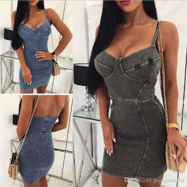 

20ss women designer dresses fashion vintage v neck spaghetti strap jean bodycon dresses new arrival womens clothing, White;black