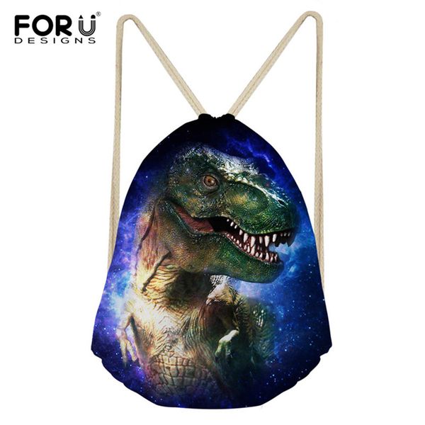 

forudesigns 3d dinosaur printing boys girls daily drawstring backpack string soft sackpack bag for fitness string shoulder bags