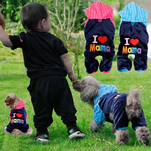 

pet одежда щенок фланель зима толстовка свитер собака пальто теплый толстовка любовь мама печатных собака одежда