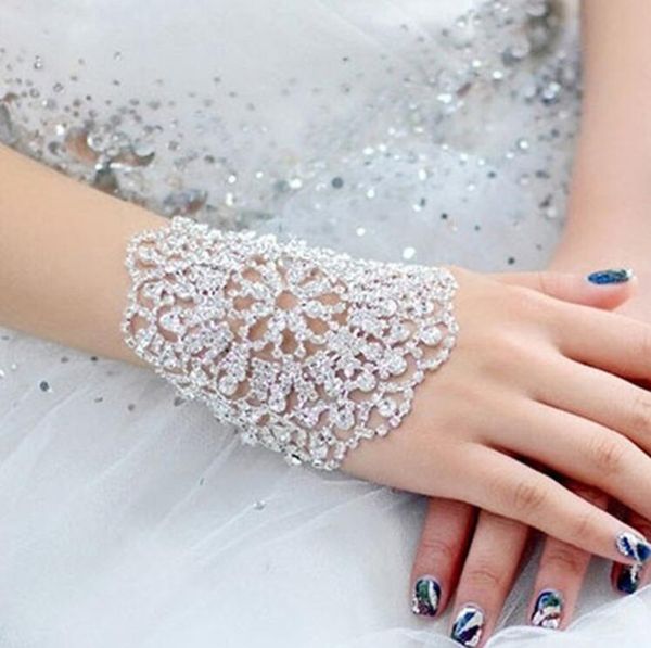 

fashion rhinestone crystal arm bracelet big flower floral bridal ankle bracelets & bangles hand chain jewelry accessory gift ing, Black