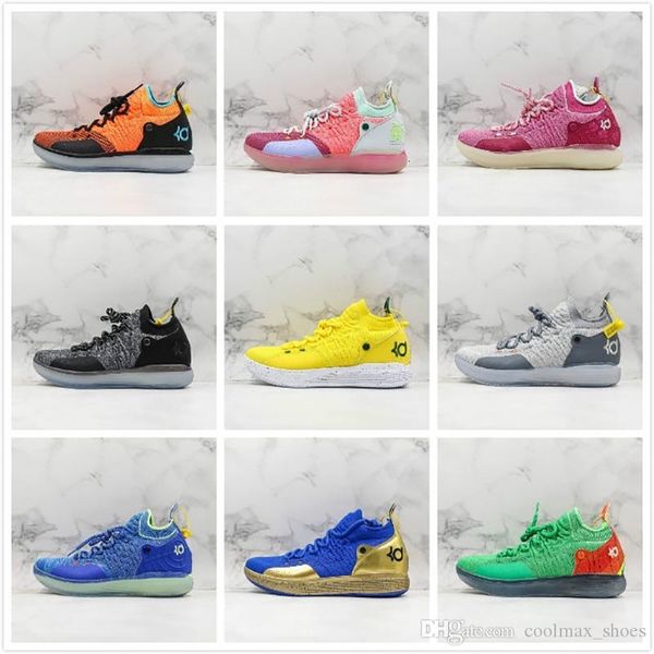 

new basketball star kd 11 basketball shoes 11s mens yellow pink blue green grey sports sneakers outdoors trainers for exercise with box