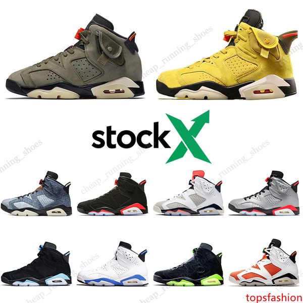 

stock x jumpman 6 travis scotts 6s psg men basketball shoes tinker black infrared 3m reflective sport blue oregon mens sports sneakers 7-13