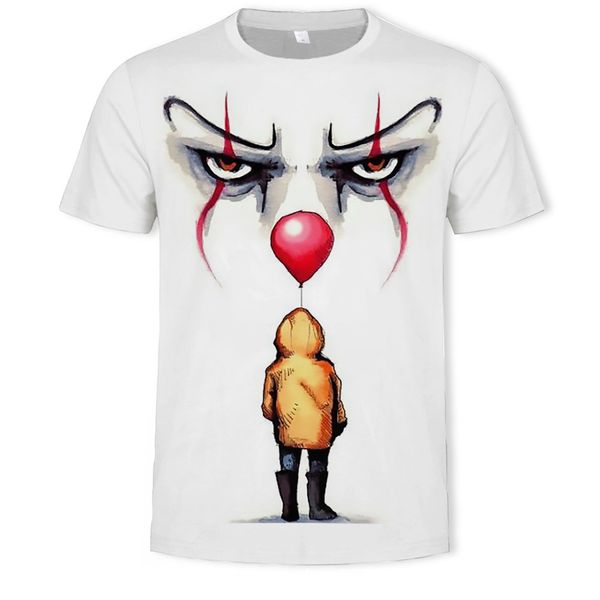 

menscasual clown 3d digital printed t-shirt, White;black