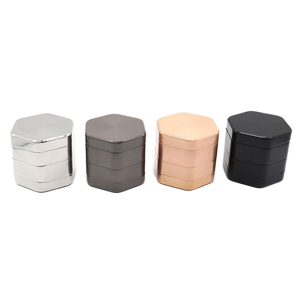 

4 Layers Hexagon Tobacco Grinders 58*50mm Hexagon Metal Grinders Zinc Alloy Tobacco Grinder Smoking Accessories Free Shipping