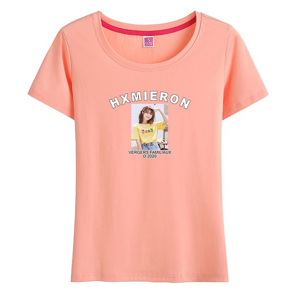 

women's t-shirt student female short-sleeved tee cotton casual wild slim fashion printing summer plus size ladies, White