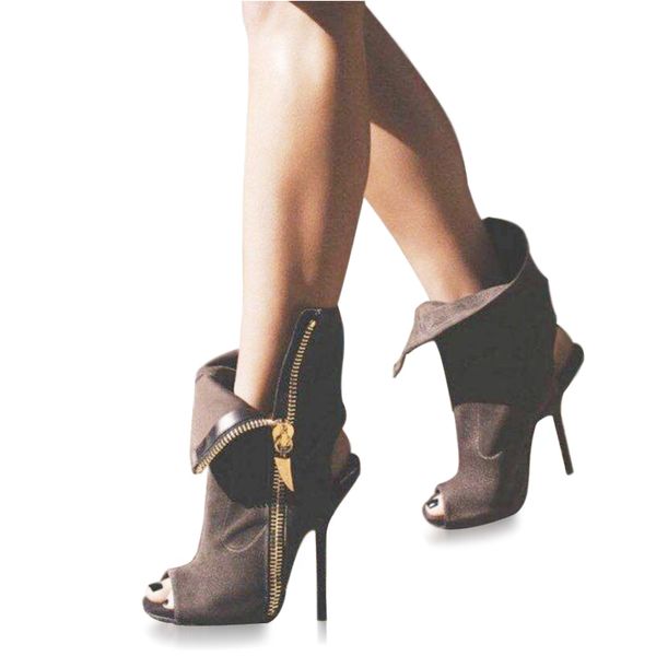 

Women Sexy Ankle Boots Lapel Front Open Stilettos Pumps Peep Toe Woman Ankle Boots Gladiator Sandals, Black