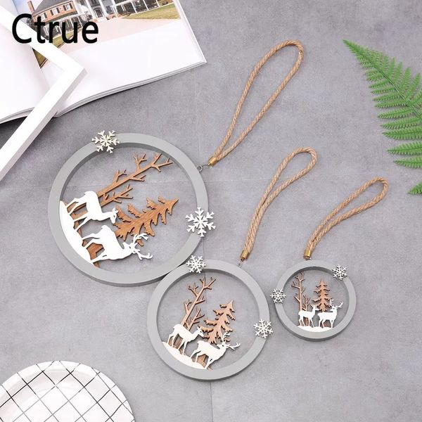 Vintage Wooden Christmas Deer Ornaments Christmas Tree Decoration