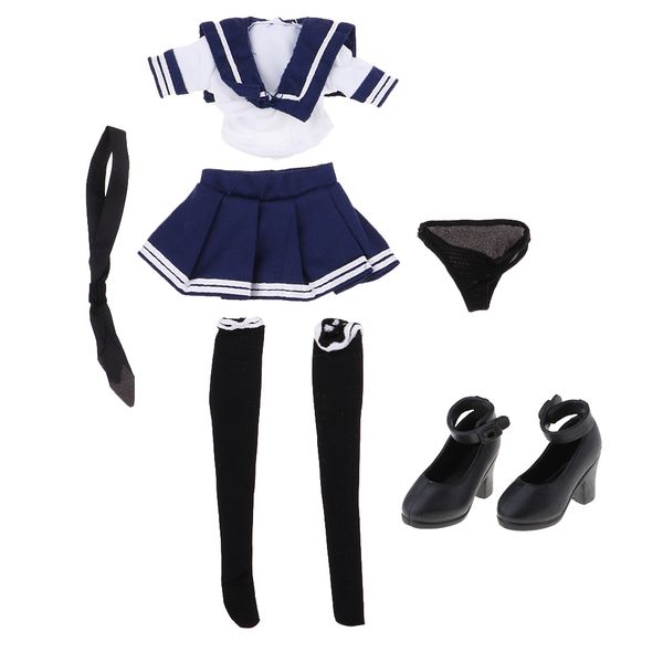 

1/6 girls sailor uniform and high heel shoes for 12\" action figure phicen