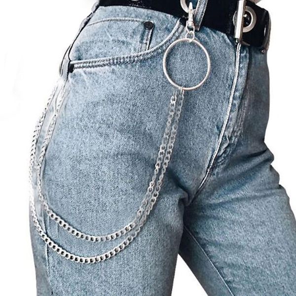 Pantaloni in metallo Catena per pantaloni Portafoglio Cintura Rock Punk Jeans Portachiavi Estremità Aragosta Anello in argento Clip Hip Hop