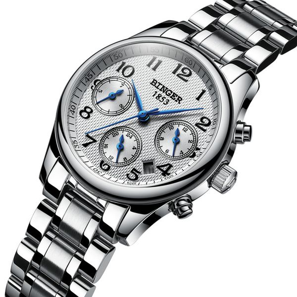 

brand women full steel bracelet watches quartz elegant lady business dress wrist watch workable multi functional calendar watch t200420, Slivery;brown