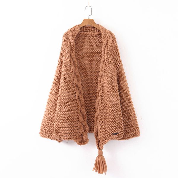 

2019 autumn fashion women knitted solid bell long sleeve twisted clothes cardigan ladies casual loose chic sweater outwear, White