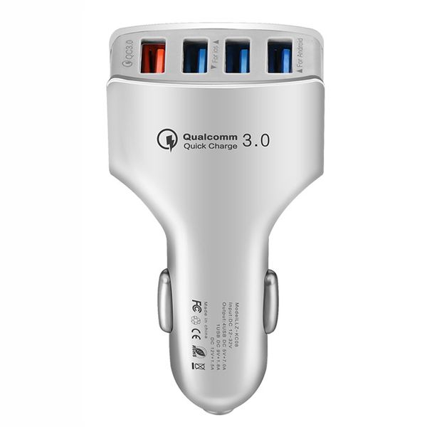 

car charger quick charging 4 usb ports qc3.0 + 3.5a qualcomm fast charger ce fcc rohs qc3.0 certification