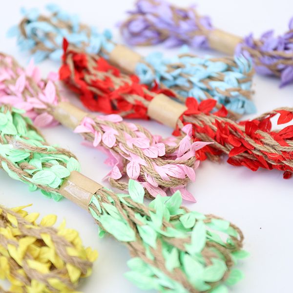 100m Simulation Green Leaves Weaving Hemp Rope Diy Wedding