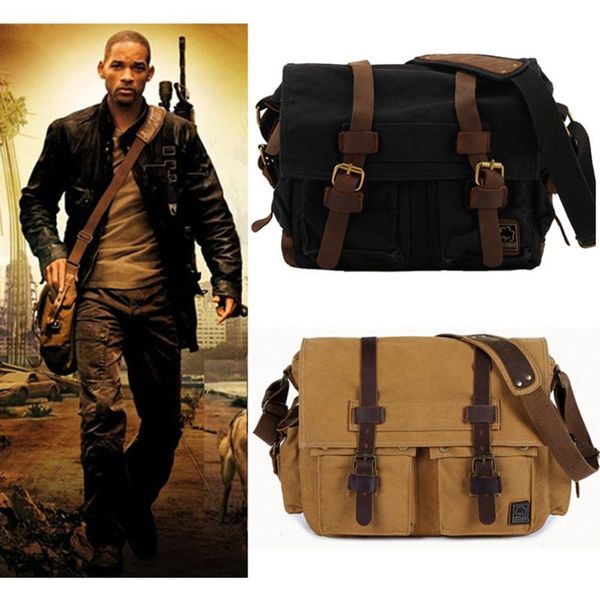 

i am legend will smith canvas + genuine leather men messenger bag canvas shoulder beg male sling crossbody bag 2020
