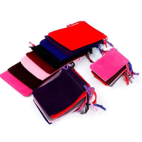 

new coloful velvet pouches for jewelry packaging display drawstring packing gift select size 5x7cm/7x9cm/9x12cm/10x15cm, Black