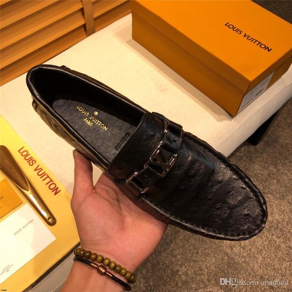 

21fw genuine leather men casual shoes luxury brands 2019 mens loafers moccasins breathable slip on black driving shoes plus size 37-46 yeye2