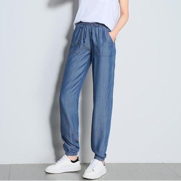 

summer loose harem vintage jeans for women 2019 new spring elastic waist blue boyfriend denim pants