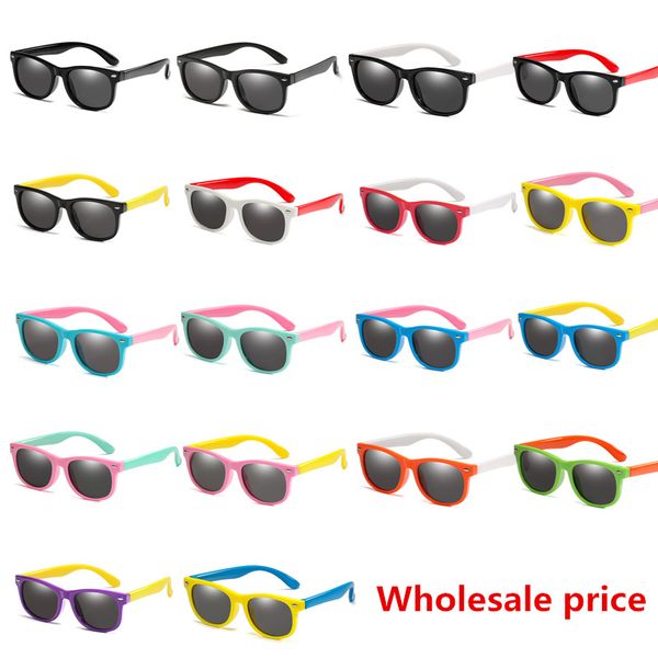 

wholesale price new kids sunglasses tr90 boys girls polarized silicone safety sun glasses gift for children baby uv400 gafas, White;black