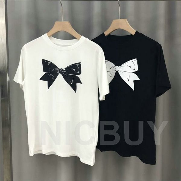

fashion designer luxury mens clothing t-shirt bowknot color short sleeve letter print tshirt tee casual cotton t shirt, White;black