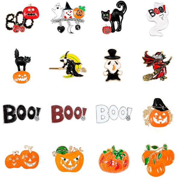 

2019 brooch halloween cartoon brooch drop oil funny monster pumpkin wizard boo pins for party gift jewelry accessories*, Gray