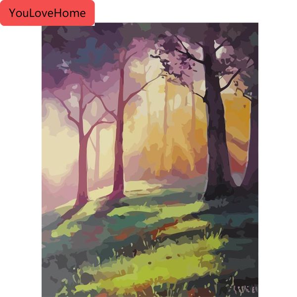 

paint by number canvas kits tree acrylic paint home decoration coloring by numbers landscape unique gift for adults diy picture