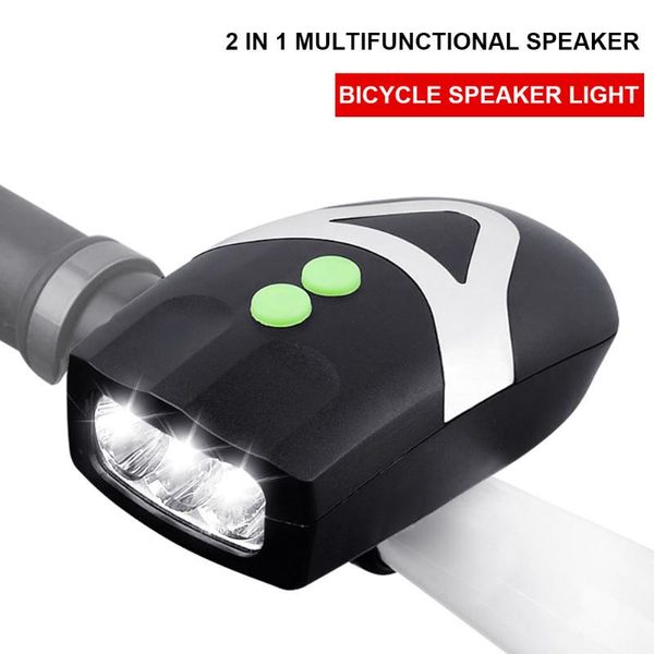

2 in 1 electric bike bicycle horn alarm bell 3 leds light safety cycling riding accessories hb88