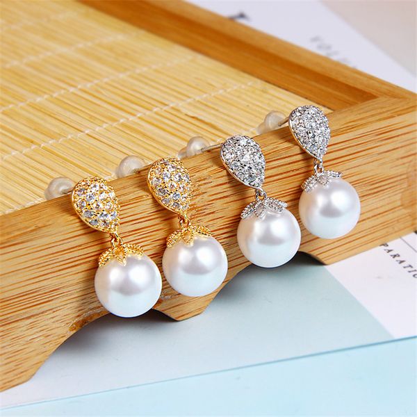 

drop-shaped s925 silver needle designer earrings stud pearl earrings for women female personality jewelry gifts, Golden;silver