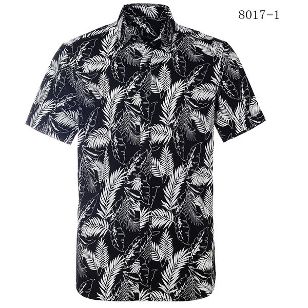

men's casual shirts summer beach floral men usa size hawaiian dress shirt fashion short sleeve 100% cotton loose print, White;black