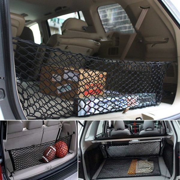 

universal car truck suv rear cargo net storage bag luggage organizer hook pouch 4 hooks 110*40cm