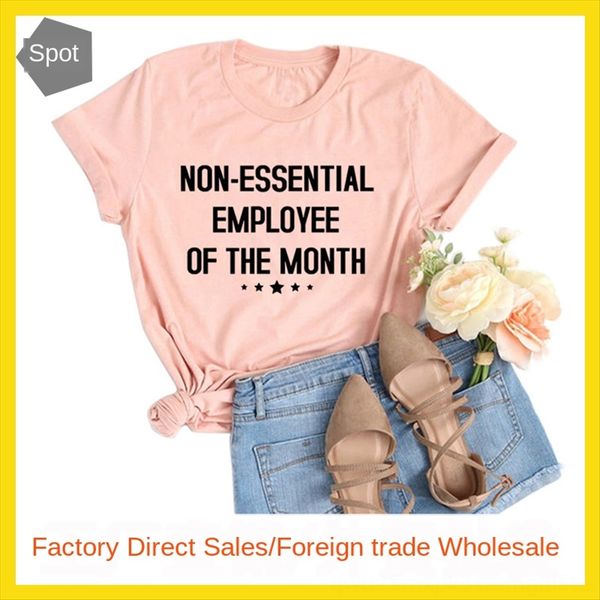 

non-essential letter t-shirt pullover casual short sleeve round collar pullover t-shirt loose women's wear, White